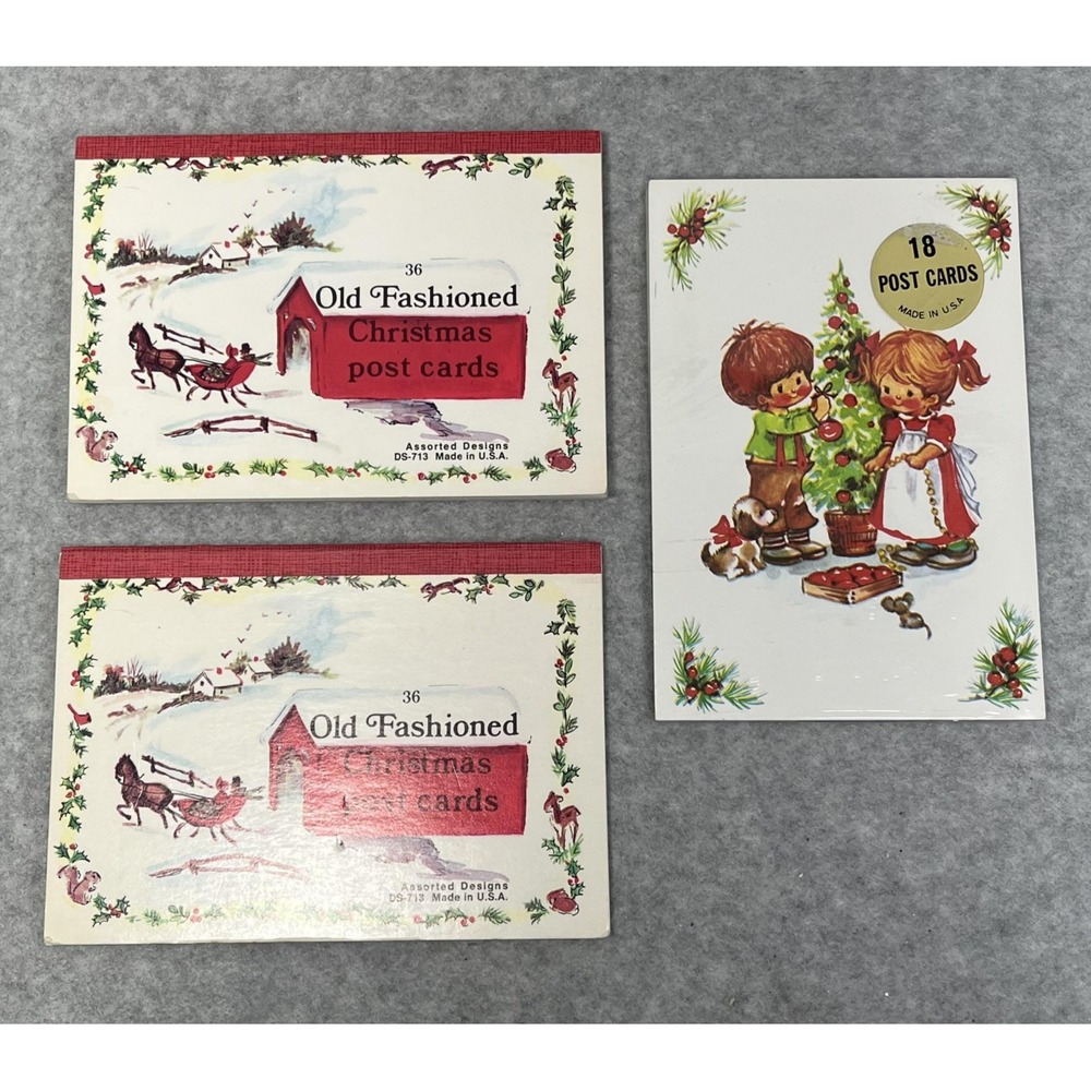 Vintage Old Fashioned Christmas Postcards Holiday Pads Made USA Snow‎ Scene READ